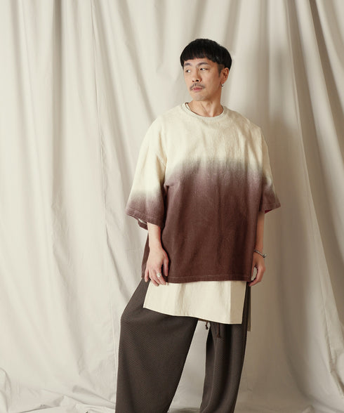 グラデーション ダイ H/S パイル クルーネック Tシャツ/カットソー