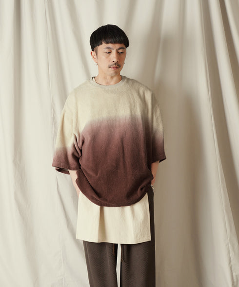グラデーション ダイ H/S パイル クルーネック Tシャツ/カットソー