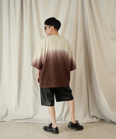 グラデーション ダイ H/S パイル クルーネック Tシャツ/カットソー