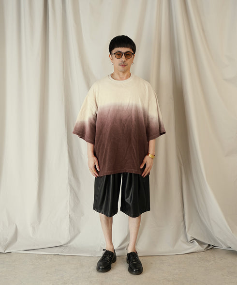 グラデーション ダイ H/S パイル クルーネック Tシャツ/カットソー