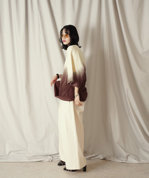 グラデーション ダイ H/S パイル クルーネック Tシャツ/カットソー