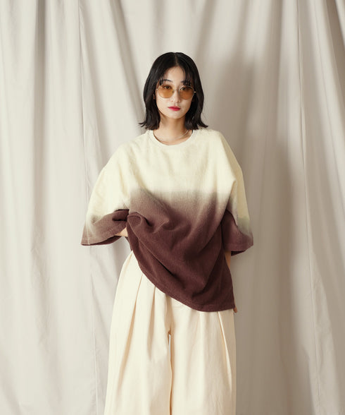 グラデーション ダイ H/S パイル クルーネック Tシャツ/カットソー