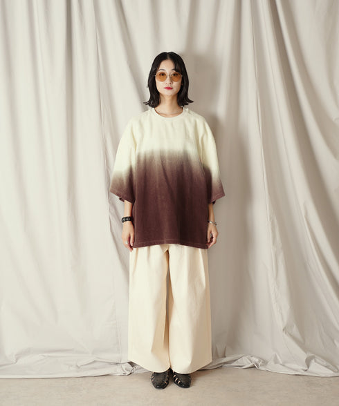 グラデーション ダイ H/S パイル クルーネック Tシャツ/カットソー