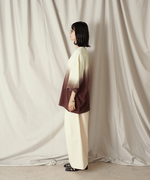 グラデーション ダイ H/S パイル クルーネック Tシャツ/カットソー