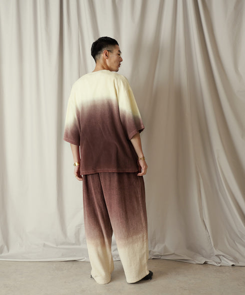 グラデーション ダイ H/S パイル クルーネック Tシャツ/カットソー