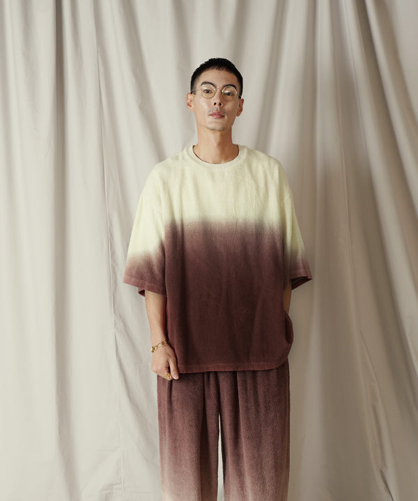 グラデーション ダイ H/S パイル クルーネック Tシャツ/カットソー