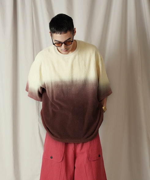 グラデーション ダイ H/S パイル クルーネック Tシャツ/カットソー