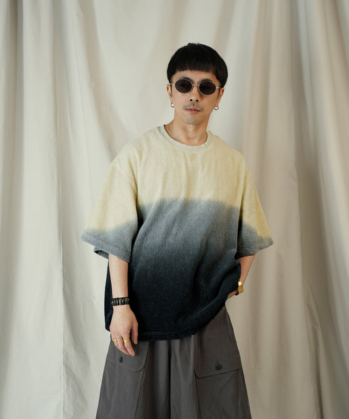 グラデーション ダイ H/S パイル クルーネック Tシャツ/カットソー