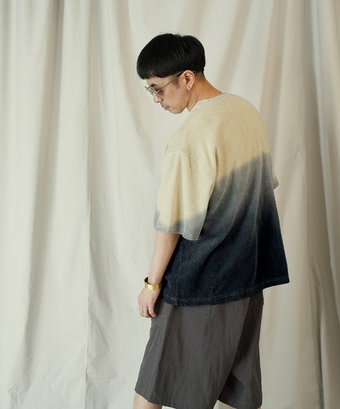 グラデーション ダイ H/S パイル クルーネック Tシャツ/カットソー