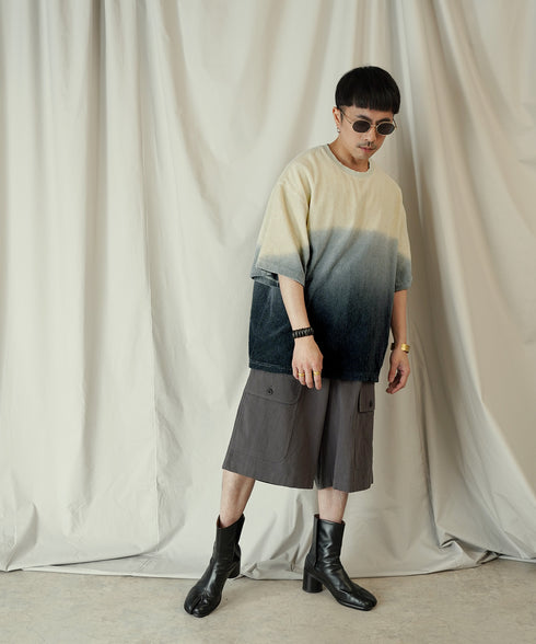 グラデーション ダイ H/S パイル クルーネック Tシャツ/カットソー