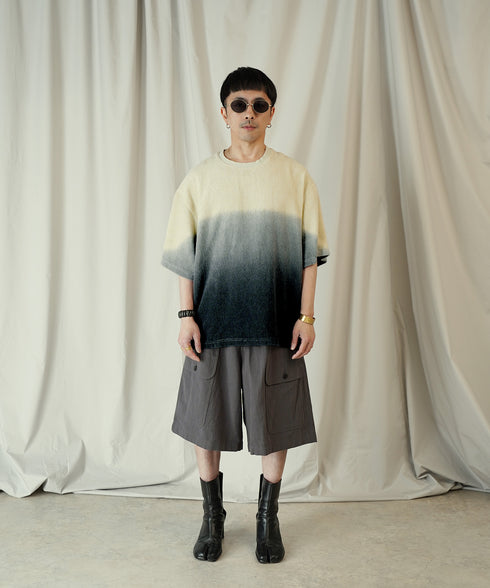 グラデーション ダイ H/S パイル クルーネック Tシャツ/カットソー