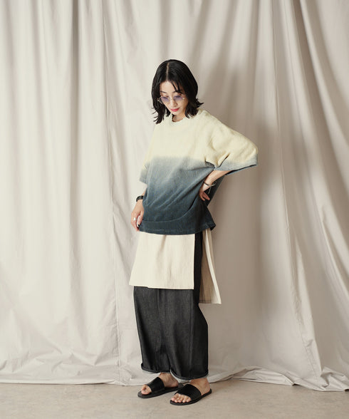 グラデーション ダイ H/S パイル クルーネック Tシャツ/カットソー