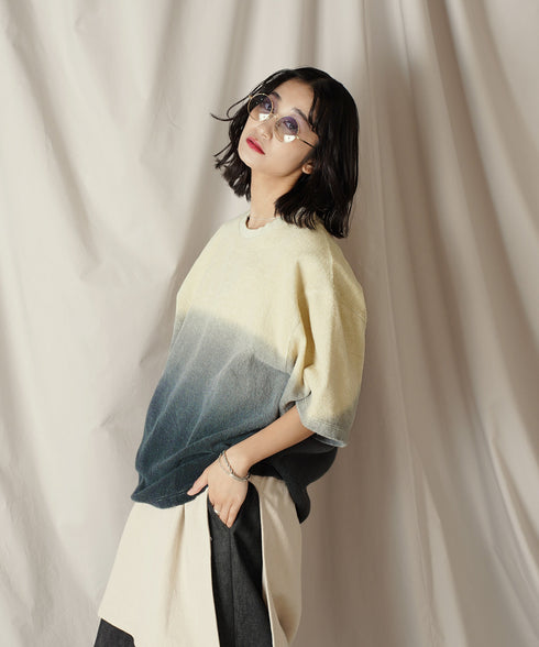 グラデーション ダイ H/S パイル クルーネック Tシャツ/カットソー