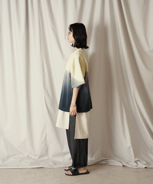 グラデーション ダイ H/S パイル クルーネック Tシャツ/カットソー