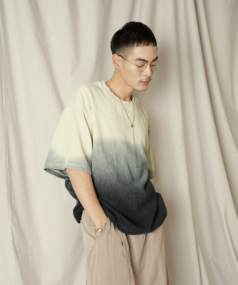 グラデーション ダイ H/S パイル クルーネック Tシャツ/カットソー