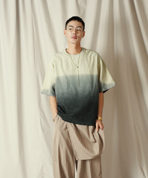 グラデーション ダイ H/S パイル クルーネック Tシャツ/カットソー