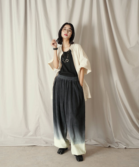 グラデーション ダイ フルレングス パイル イージー テーパードパンツ