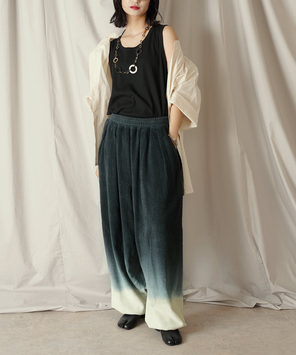 グラデーション ダイ フルレングス パイル イージー テーパードパンツ