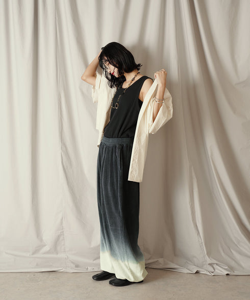 グラデーション ダイ フルレングス パイル イージー テーパードパンツ