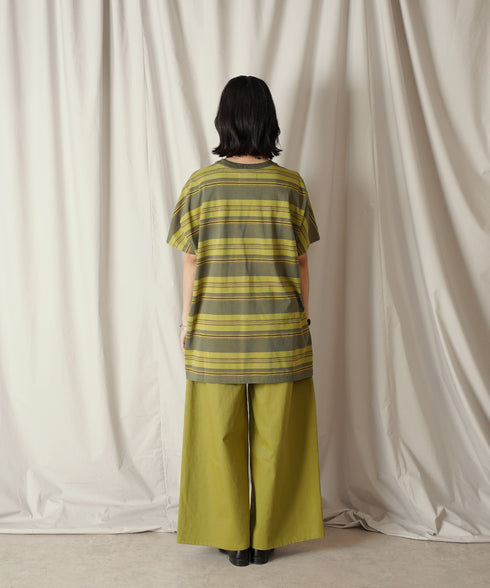 クルーネック BOXシルエット クラシック マルチボーダー カットソー