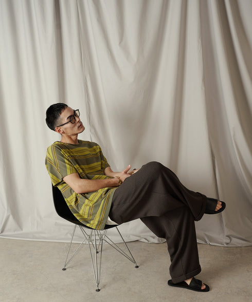 クルーネック BOXシルエット クラシック マルチボーダー カットソー