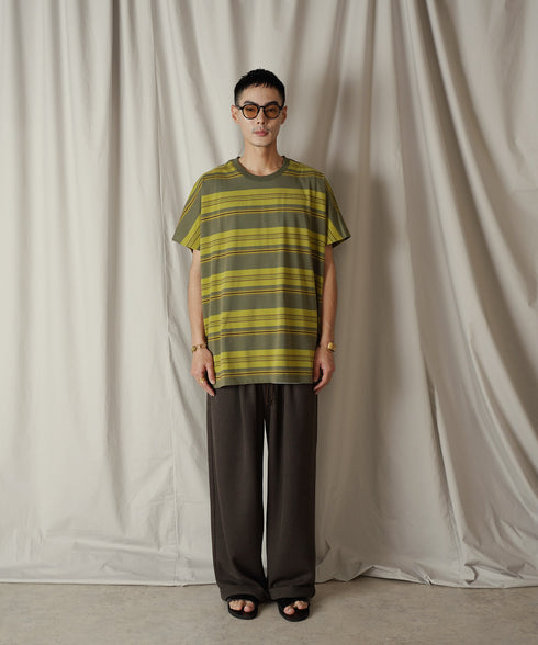 クルーネック BOXシルエット クラシック マルチボーダー カットソー