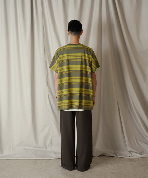 クルーネック BOXシルエット クラシック マルチボーダー カットソー