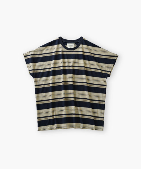 クルーネック BOXシルエット クラシック マルチボーダー カットソー