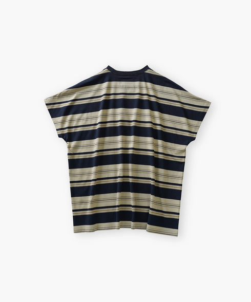 クルーネック BOXシルエット クラシック マルチボーダー カットソー