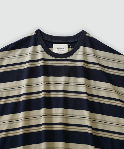 クルーネック BOXシルエット クラシック マルチボーダー カットソー