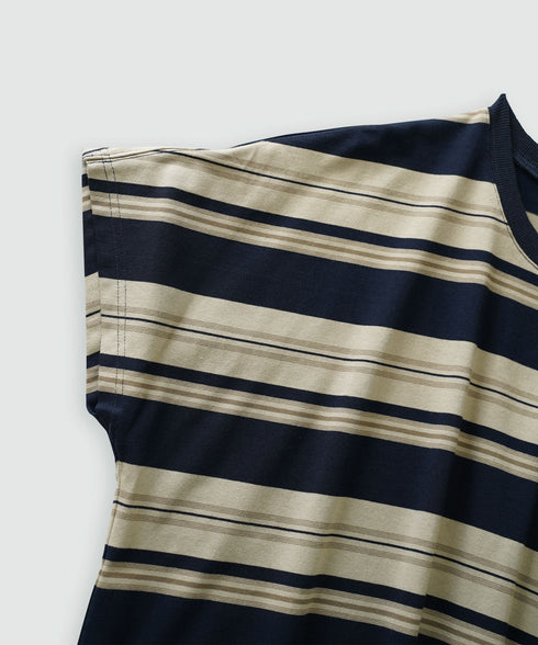 クルーネック BOXシルエット クラシック マルチボーダー カットソー