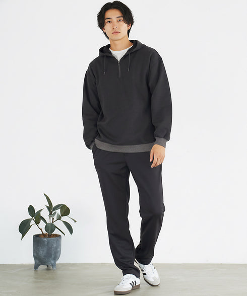 裏起毛 ハーフZIP パーカー | ハーフジップ パーカー メンズ 暖かい フーディー ルオーバー 防寒 あったかトップス