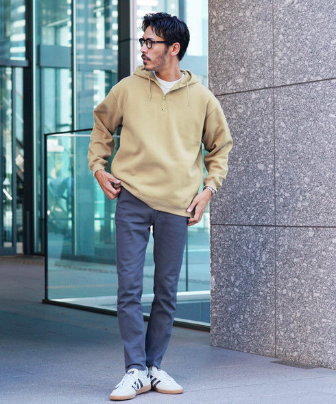 裏起毛 ハーフZIP パーカー | ハーフジップ パーカー メンズ 暖かい フーディー ルオーバー 防寒 あったかトップス