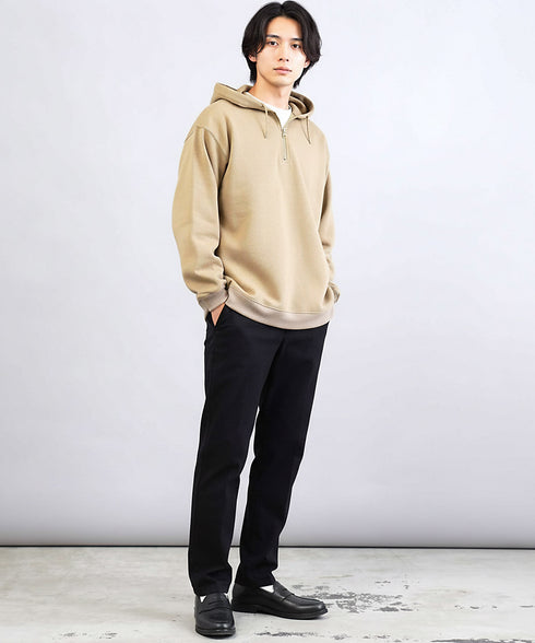 裏起毛 ハーフZIP パーカー | ハーフジップ パーカー メンズ 暖かい フーディー ルオーバー 防寒 あったかトップス