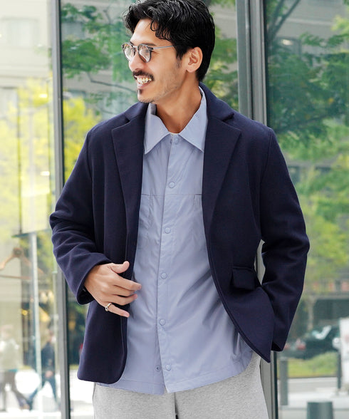 ストレッチCNブロード中綿シャツ