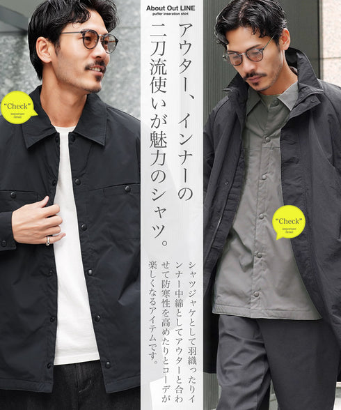 ストレッチCNブロード中綿シャツ