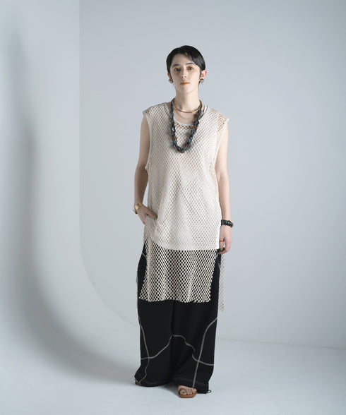 H167 / 着用サイズ: M*アイボリー系2(メッシュ) ボトムス:217618