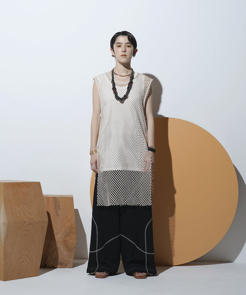 H167 / 着用サイズ: M*アイボリー系2(メッシュ) ボトムス:217618