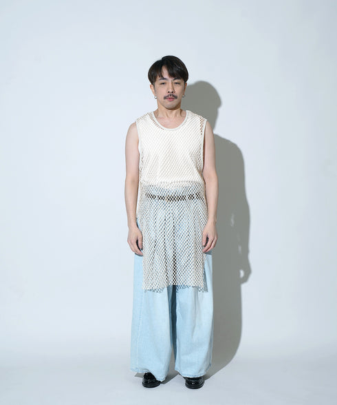 H163 / 着用サイズ: S*アイボリー系2(メッシュ) ボトムス:213778