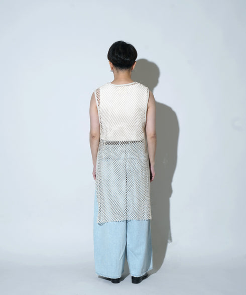 H163 / 着用サイズ: S*アイボリー系2(メッシュ) ボトムス:213778