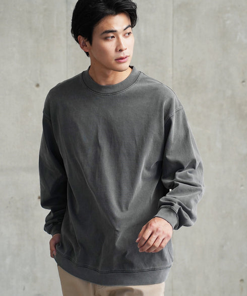 フェードクルーロンT | スウェット トレーナー メンズ プルオーバー ウォッシュ加工 ヴィンテージ 古着風 色落ち クルーネック コットン100% トップス ファッション ブランド オーバーサイズ 長袖 秋服 秋 冬服 冬 春服 春 黒