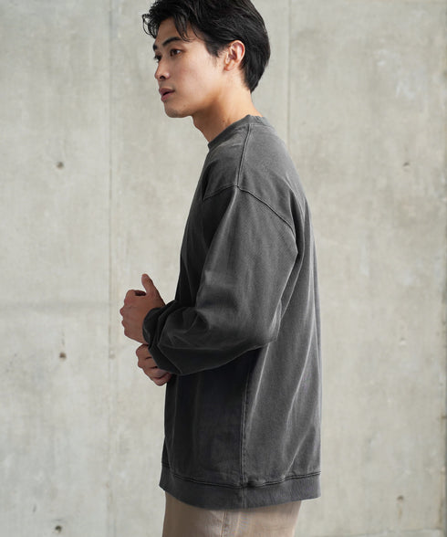 フェードクルーロンT | スウェット トレーナー メンズ プルオーバー ウォッシュ加工 ヴィンテージ 古着風 色落ち クルーネック コットン100% トップス ファッション ブランド オーバーサイズ 長袖 秋服 秋 冬服 冬 春服 春 黒