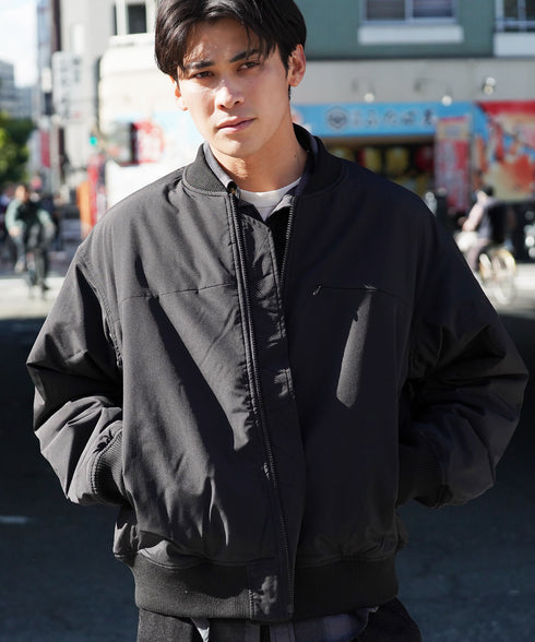 中綿 MA-1 ジャケット |エムエーワン 中綿 あったか 微光沢 シンプル きれいめ タフタ生地 大人 ライトアウター メンズ ミリタリージャケット