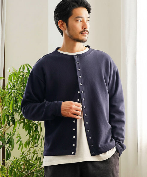 裏起毛 スナップ カーディガン | メンズ 厚手 裏起毛 あったか メンズカーディガン オフィス ビジネス トップス