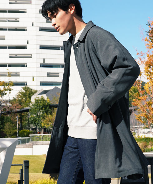 撥水中綿ステンカラーコート | 裏起毛 メンズコート 中綿ダウン あったか ビジネス ジャケット アウター