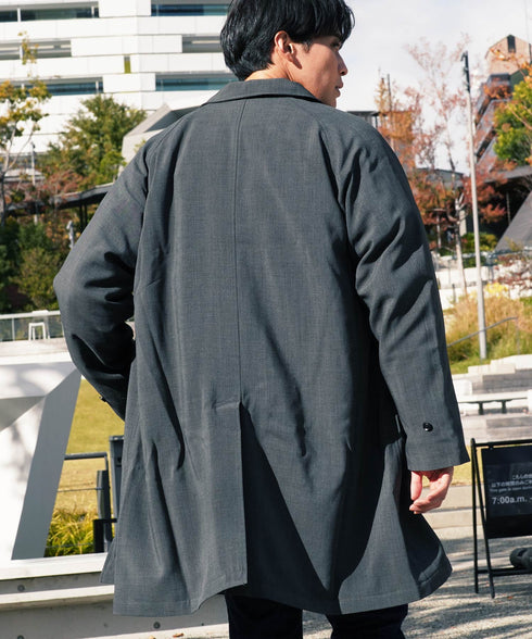 撥水中綿ステンカラーコート | 裏起毛 メンズコート 中綿ダウン あったか ビジネス ジャケット アウター