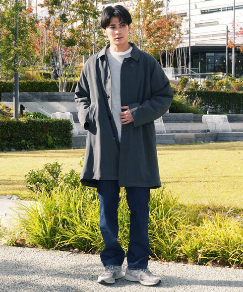 撥水中綿ステンカラーコート | 裏起毛 メンズコート 中綿ダウン あったか ビジネス ジャケット アウター