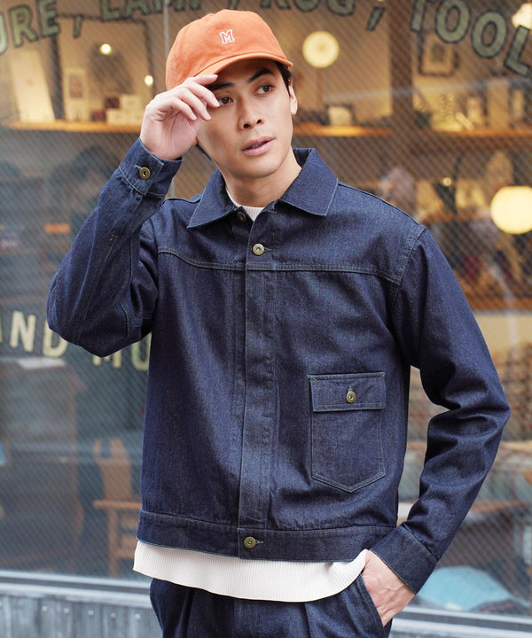 ライトオンス デニム ジップ ブルゾン | ジャケット ヴィンテージ ジップアップ ダブルジップ おしゃれ セットアップ ショートブルゾン メンズ アウター ライトアウター