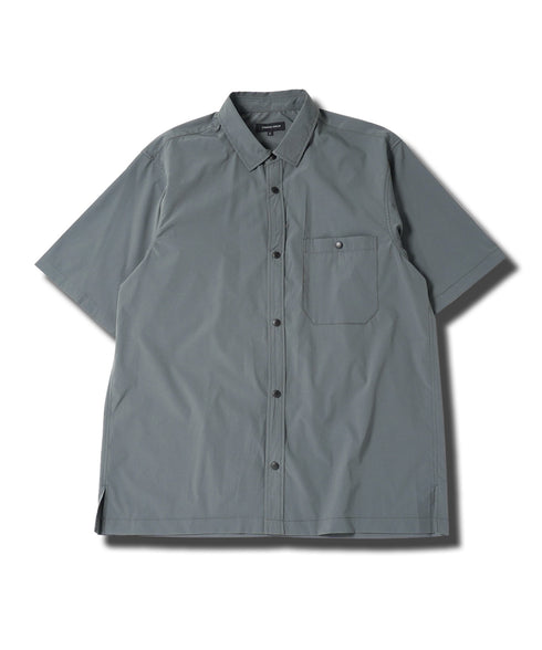 ポリエステルタフタレギュラーカラースナップボタン半袖シャツ