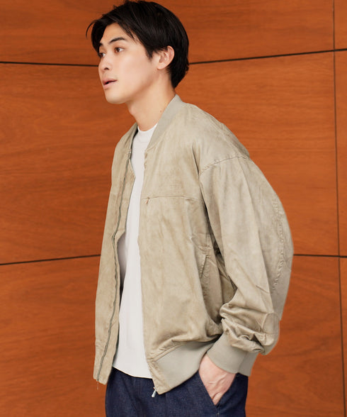 スウェード タッチ MA-1 ブルゾン | エムエーワン スウェード ショート シンプル きれいめ 大人 ライトアウター メンズ ミリタリージャケット